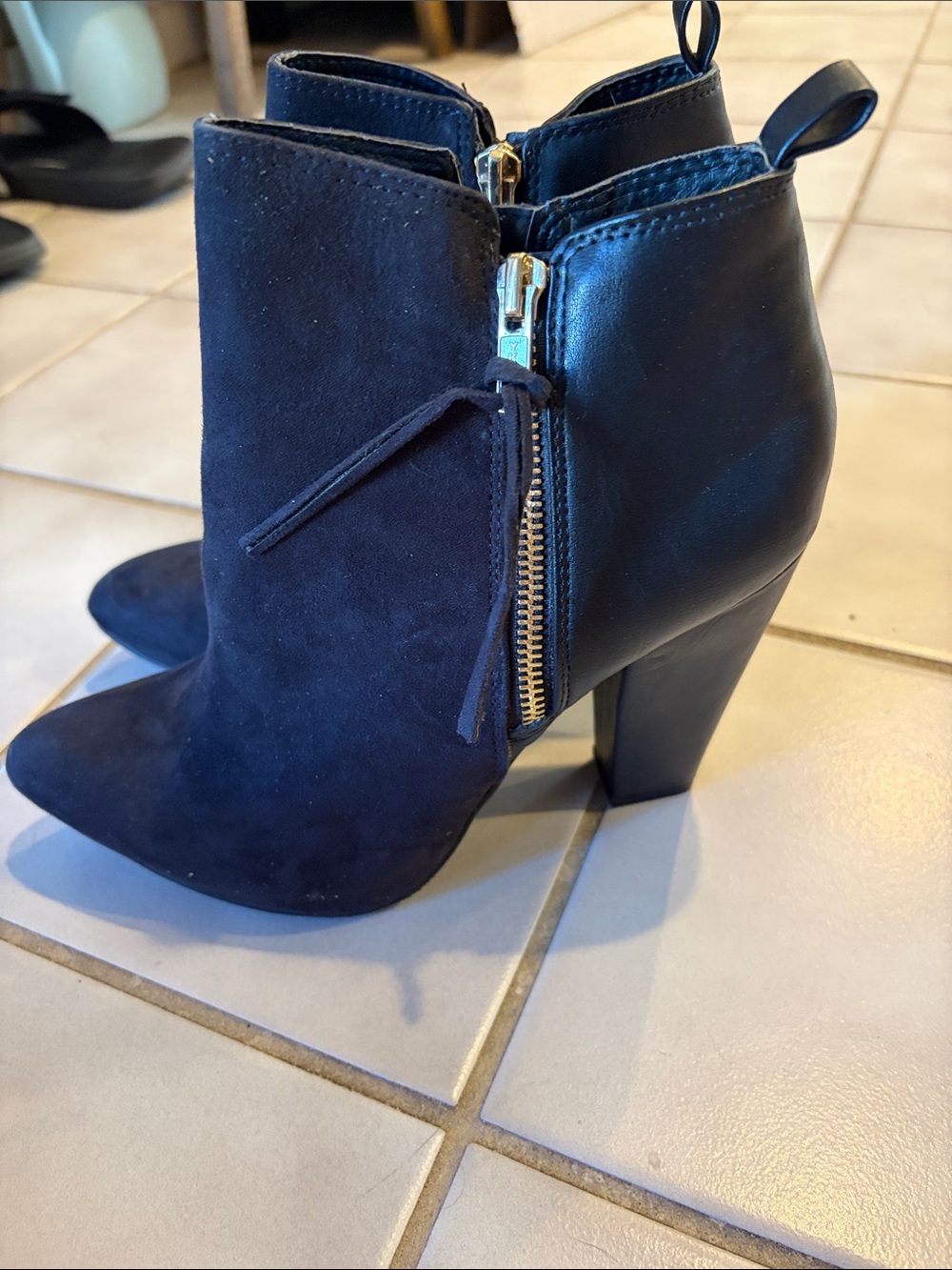 Mossimo Supply Co. Black Suede & Leather Zip Ankle Booties